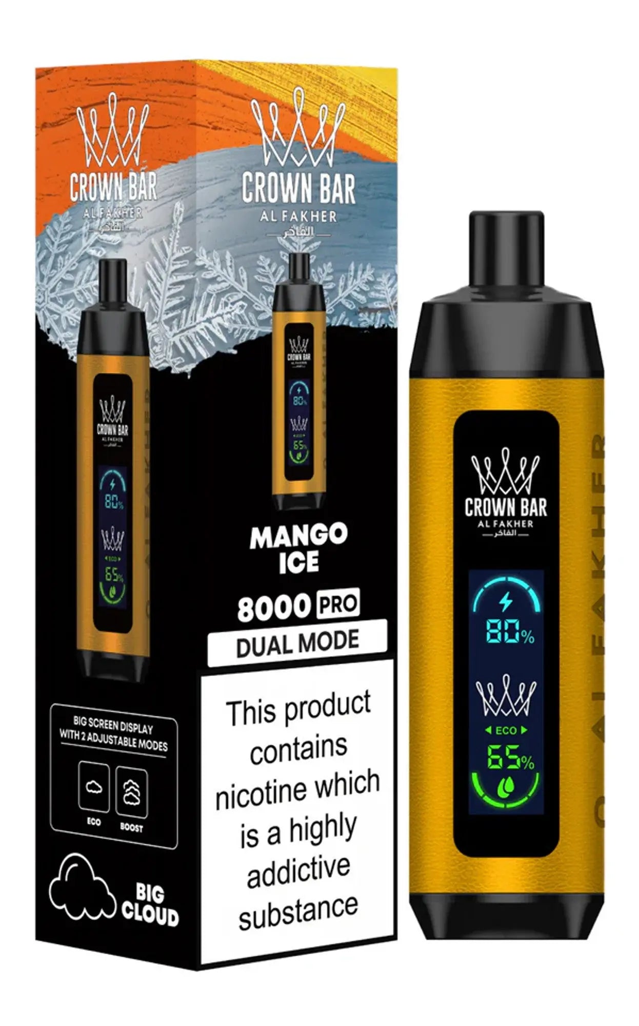 Al Fakher Crown Bar PRO 8000 Puffs - Mango Ice 