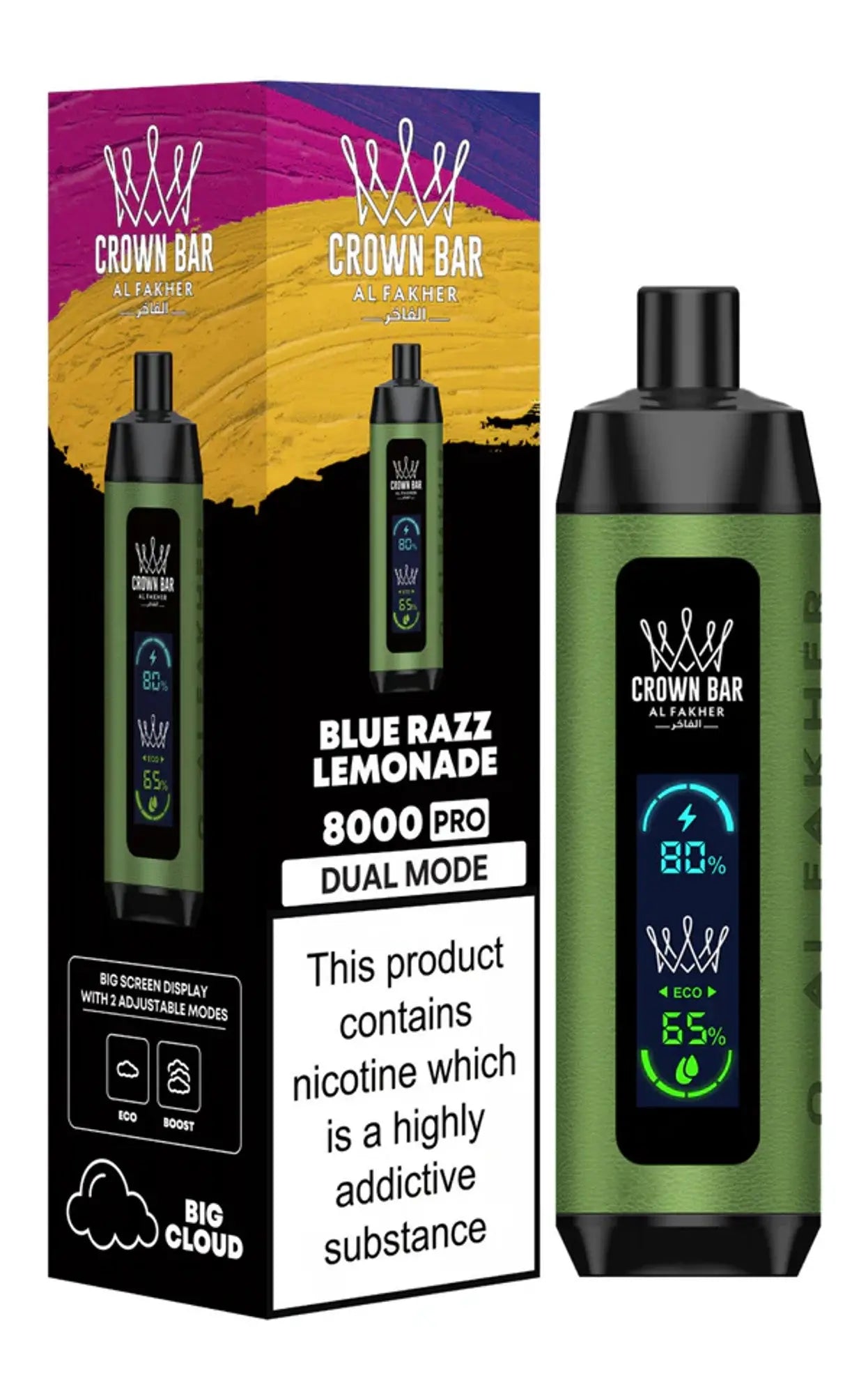 Al Fakher Crown Bar PRO 8000 Puffs - Blue Razz Lemonade 