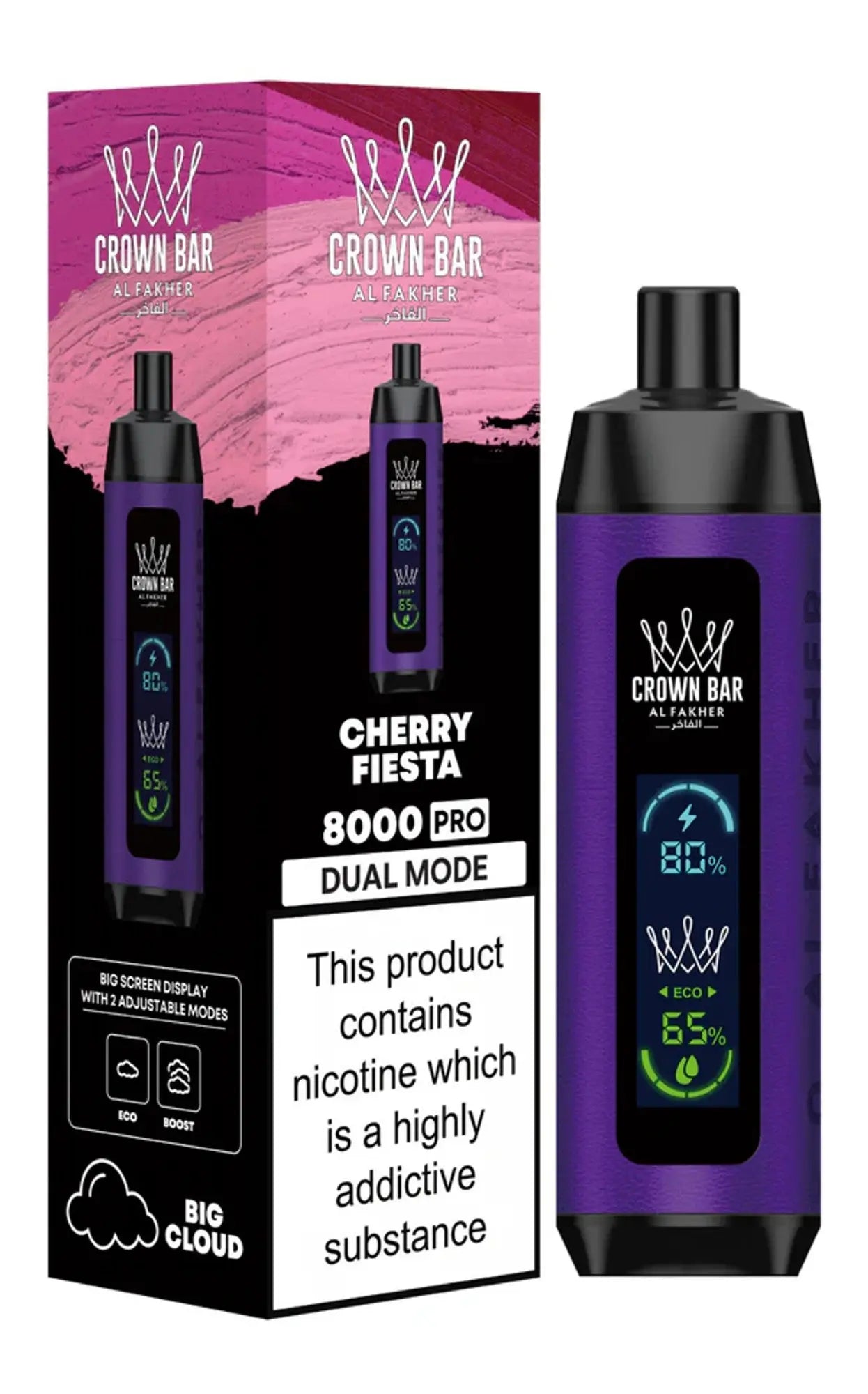 Al Fakher Crown Bar PRO 8000 Puffs - Cherry Fiesta 