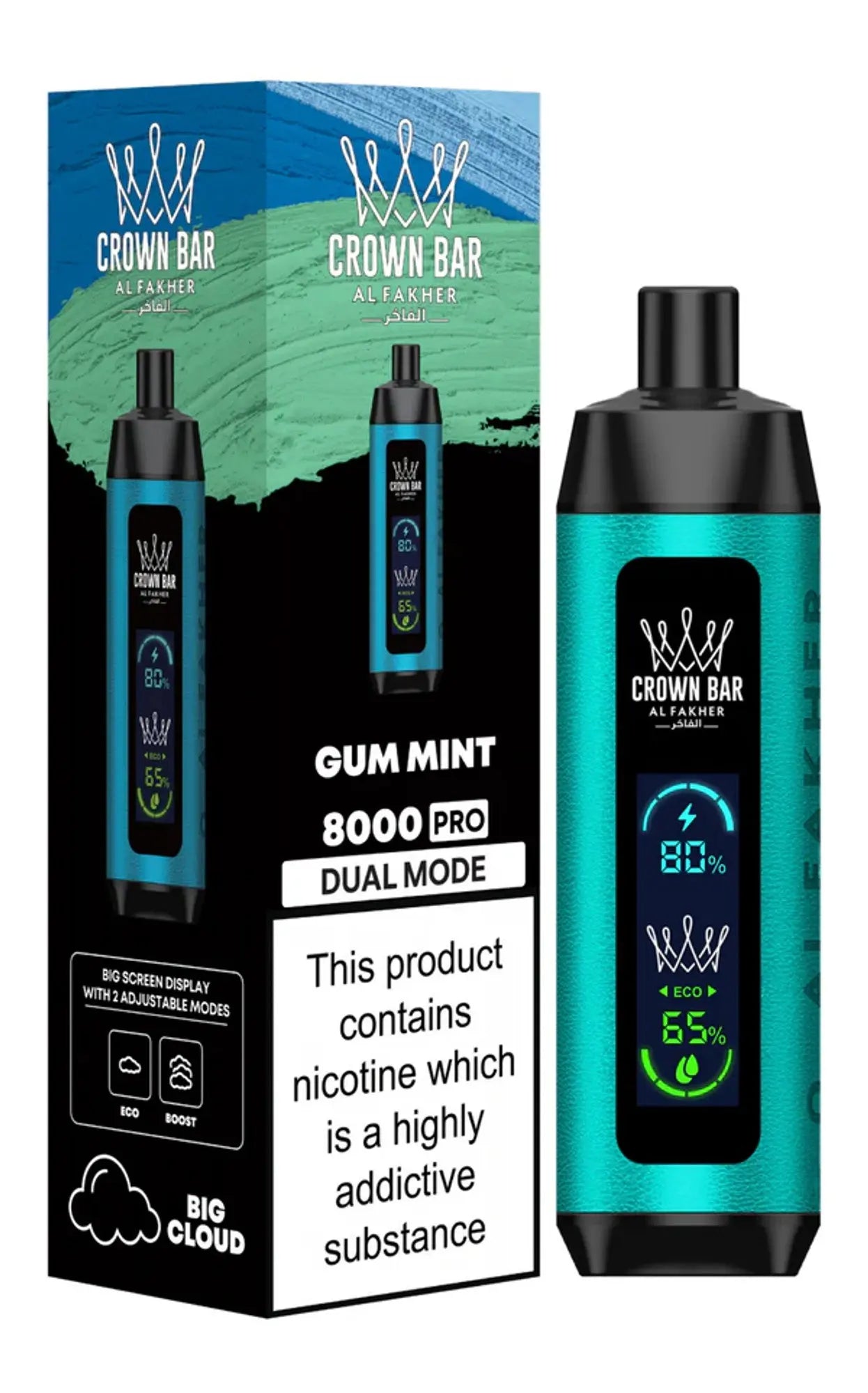 Al Fakher Crown Bar PRO 8000 Puffs - Gum Mint 