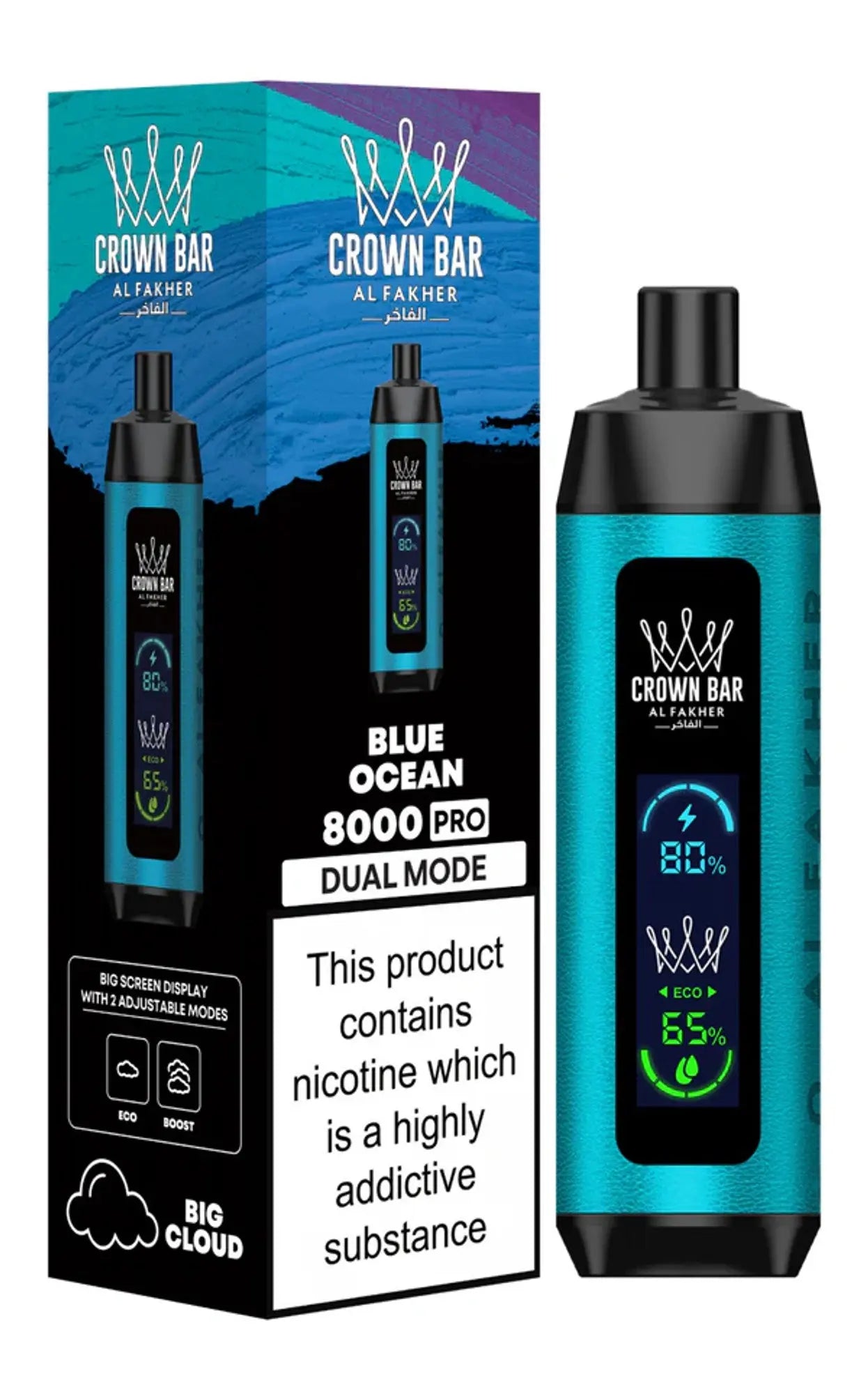 Al Fakher Crown Bar PRO 8000 Puffs - Blue Ocean 