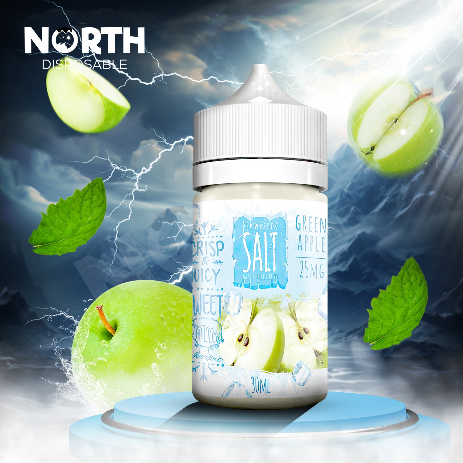 Skwezed E-Liquid Salts Ice Vape Juice - 30ml - Green Apple 