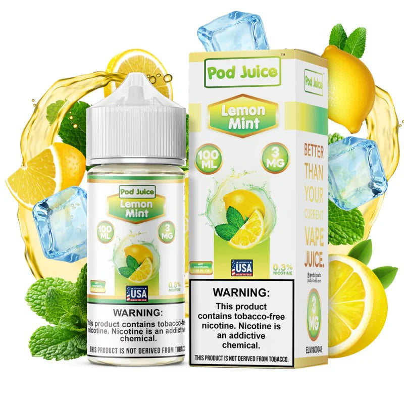 POD Juice Synthetic Nicotine E-Liquid 100MLLemon Mint