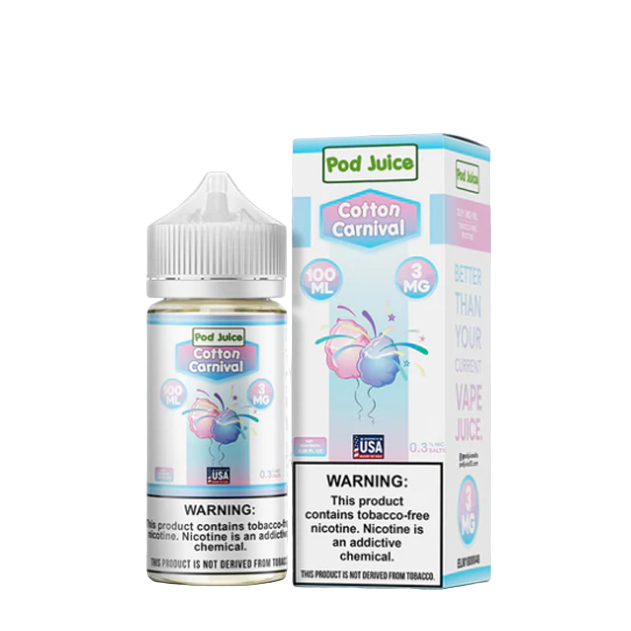 POD Juice Synthetic Nicotine E-Liquid 100ML Cotton Carnival / Cotton Clouds 