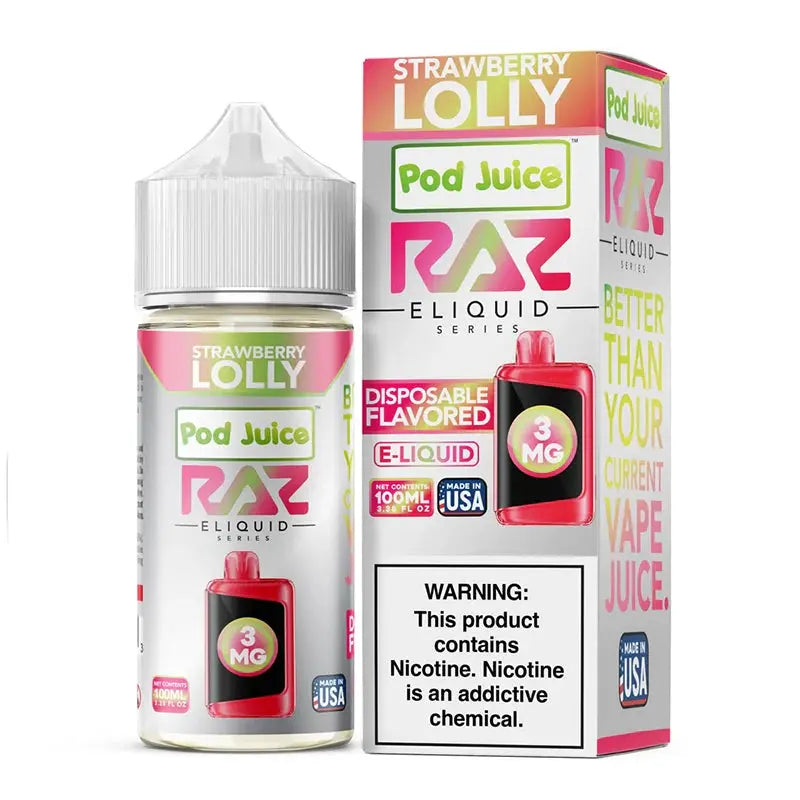 POD Juice x RAZ Series Nicotine E-Liquid 100ML - Strawberry Jolly 