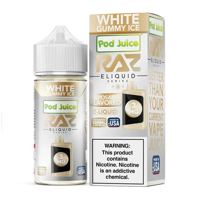 POD Juice x RAZ Series Nicotine E-Liquid 100ML - White Gummy Ice 