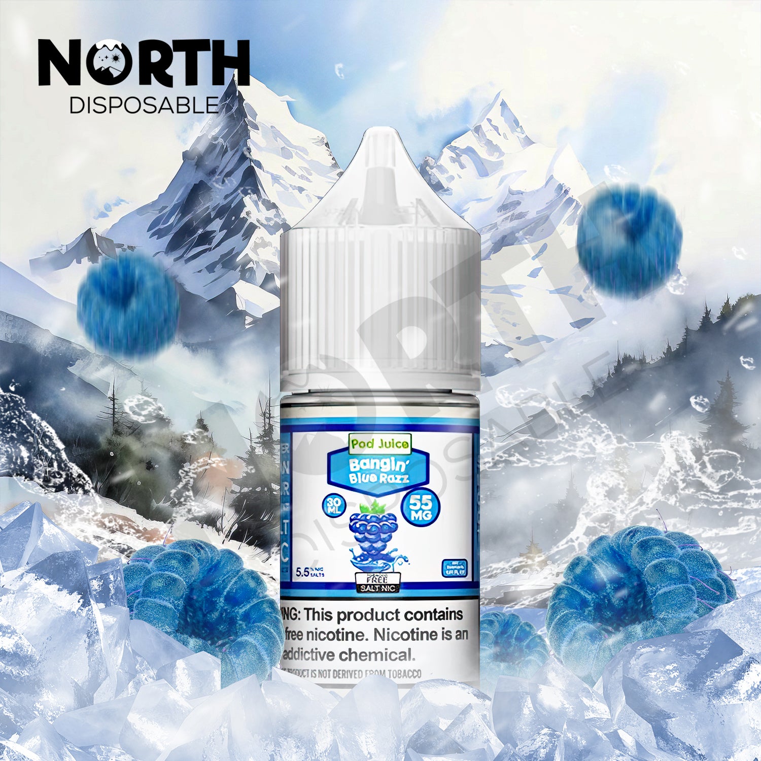 POD Juice Synthetic Nicotine Salt E-Liquid 30ML - Bangin' Blue Razz 