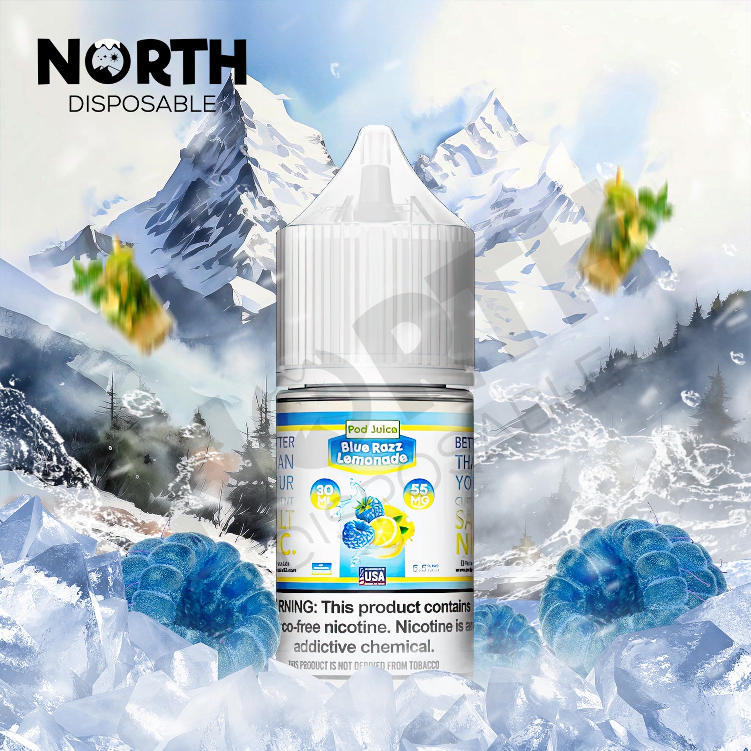 POD Juice Synthetic Nicotine Salt E-Liquid 30ML - Blue Razz Lemonade 
