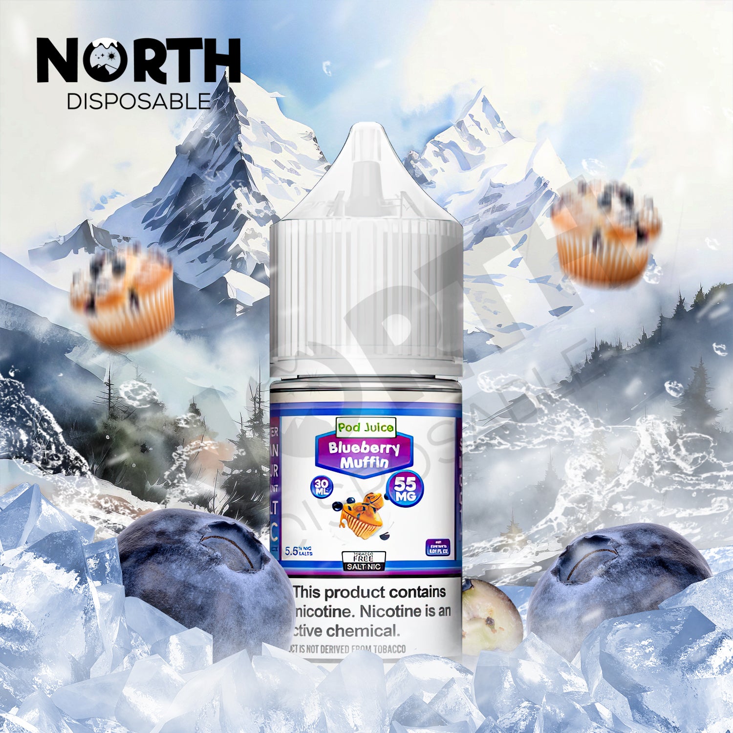 POD Juice Synthetic Nicotine Salt E-Liquid 30ML - Blueberry Muffin 