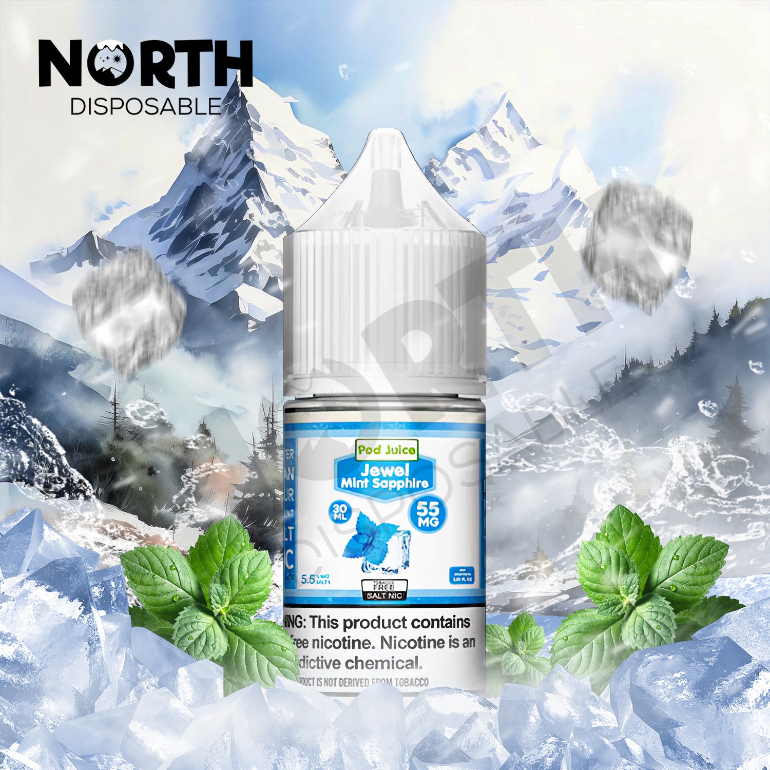 POD Juice Synthetic Nicotine Salt E-Liquid 30ML - Jewel Mint Sapphire 