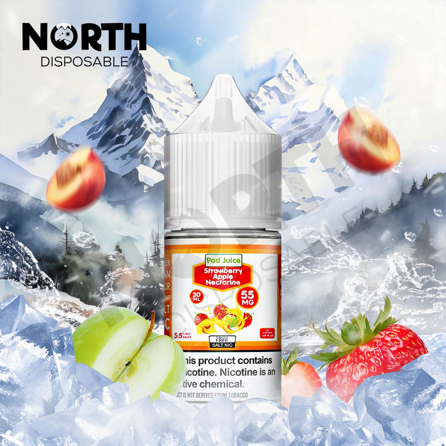 POD Juice Synthetic Nicotine Salt E-Liquid 30ML - Strawberry Apple Nectarine 