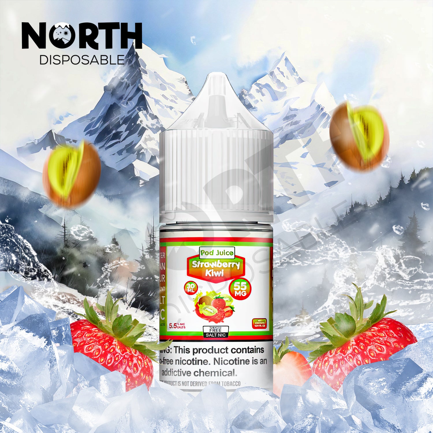 POD Juice Synthetic Nicotine Salt E-Liquid 30ML - Strawberry Kiwi 