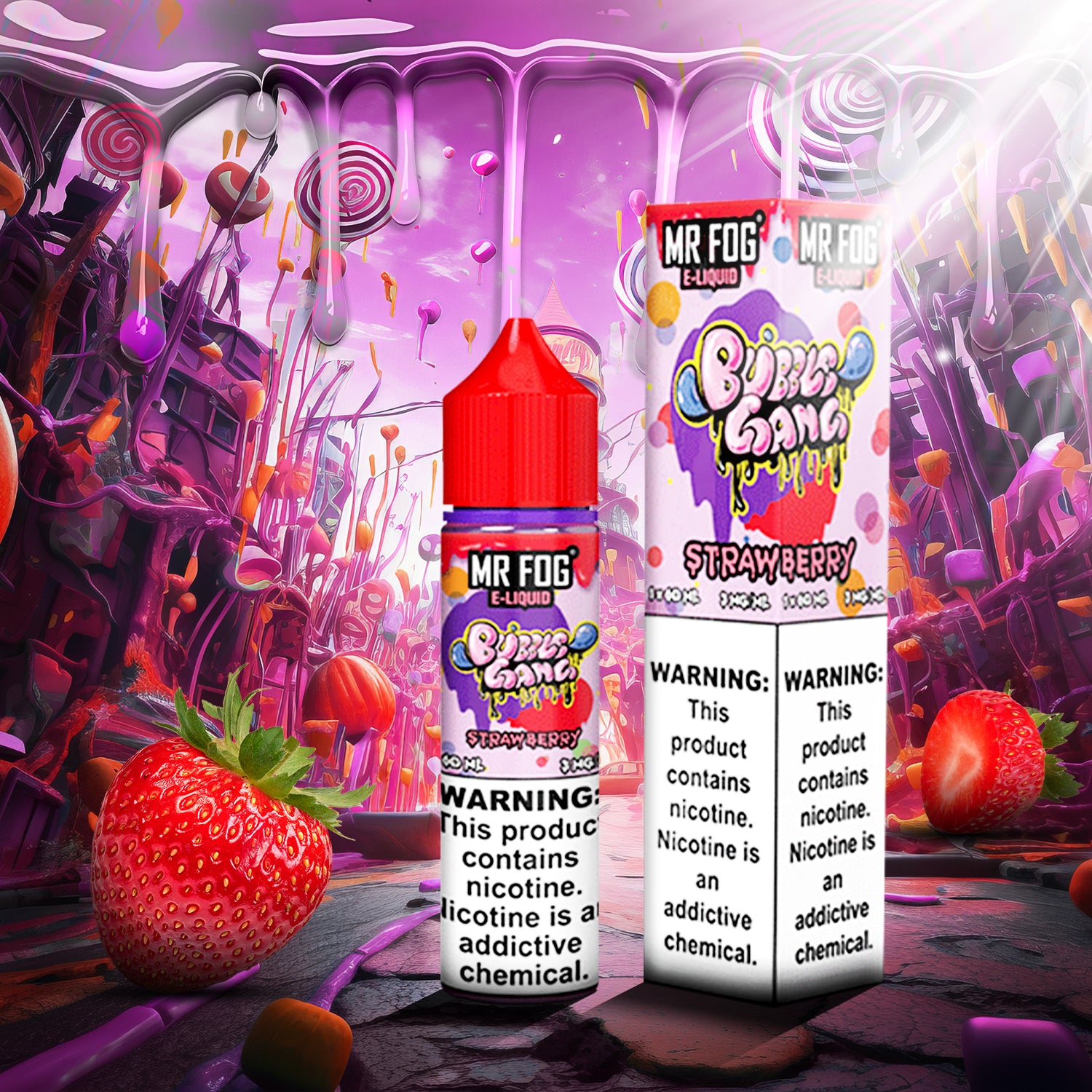 MR FOG E-LIQUID BUBBLE GANG 100ML - Strawberry 