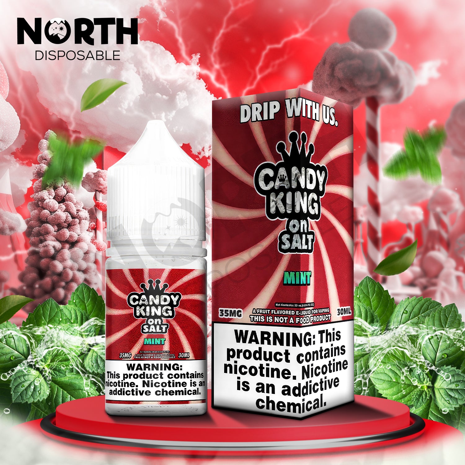 Candy King On Salt Nicotine Salt E-Liquid 30ML - Mint 