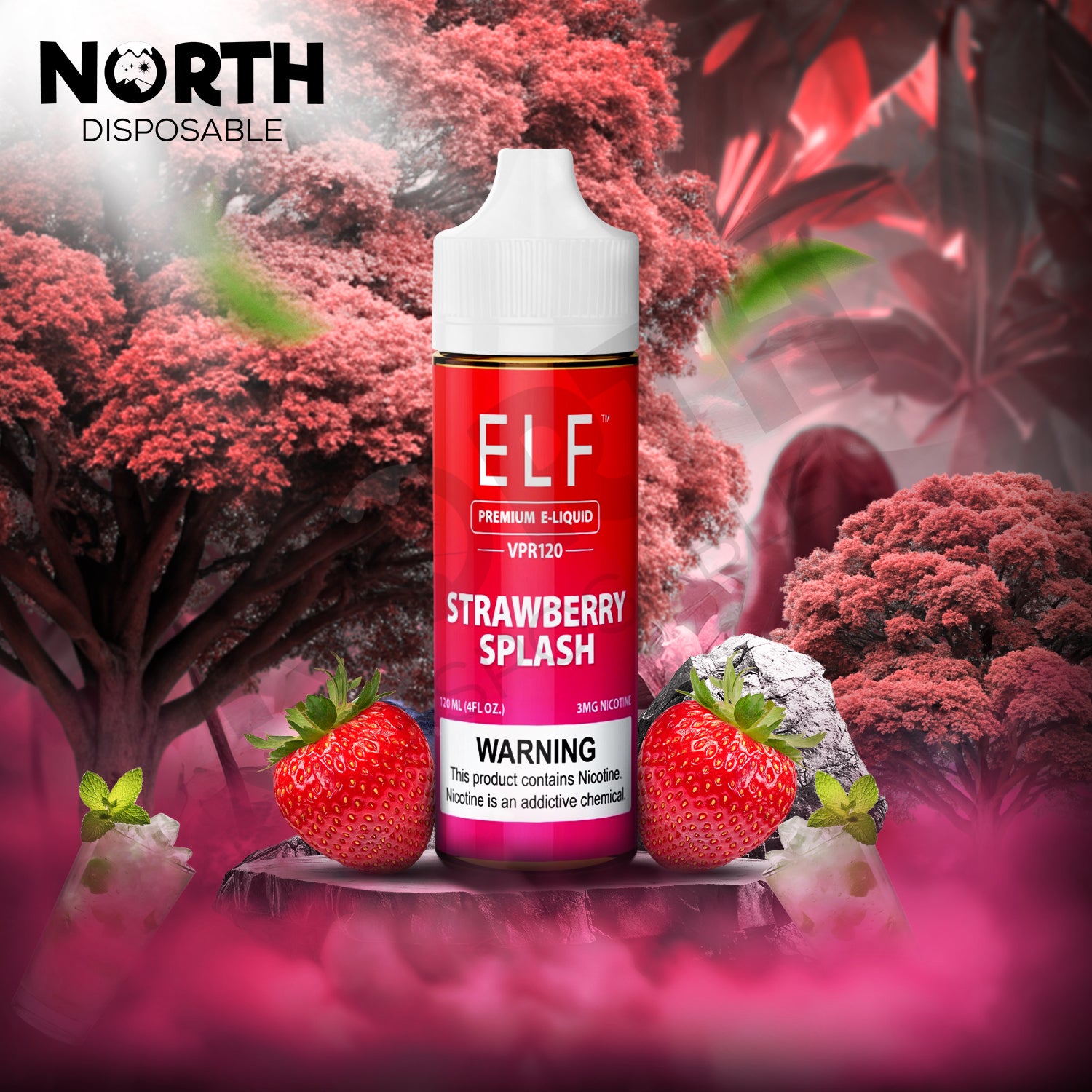 ELF VPR120 Premium Nicotine E-Liquid 120ML - Strawberry Splash 