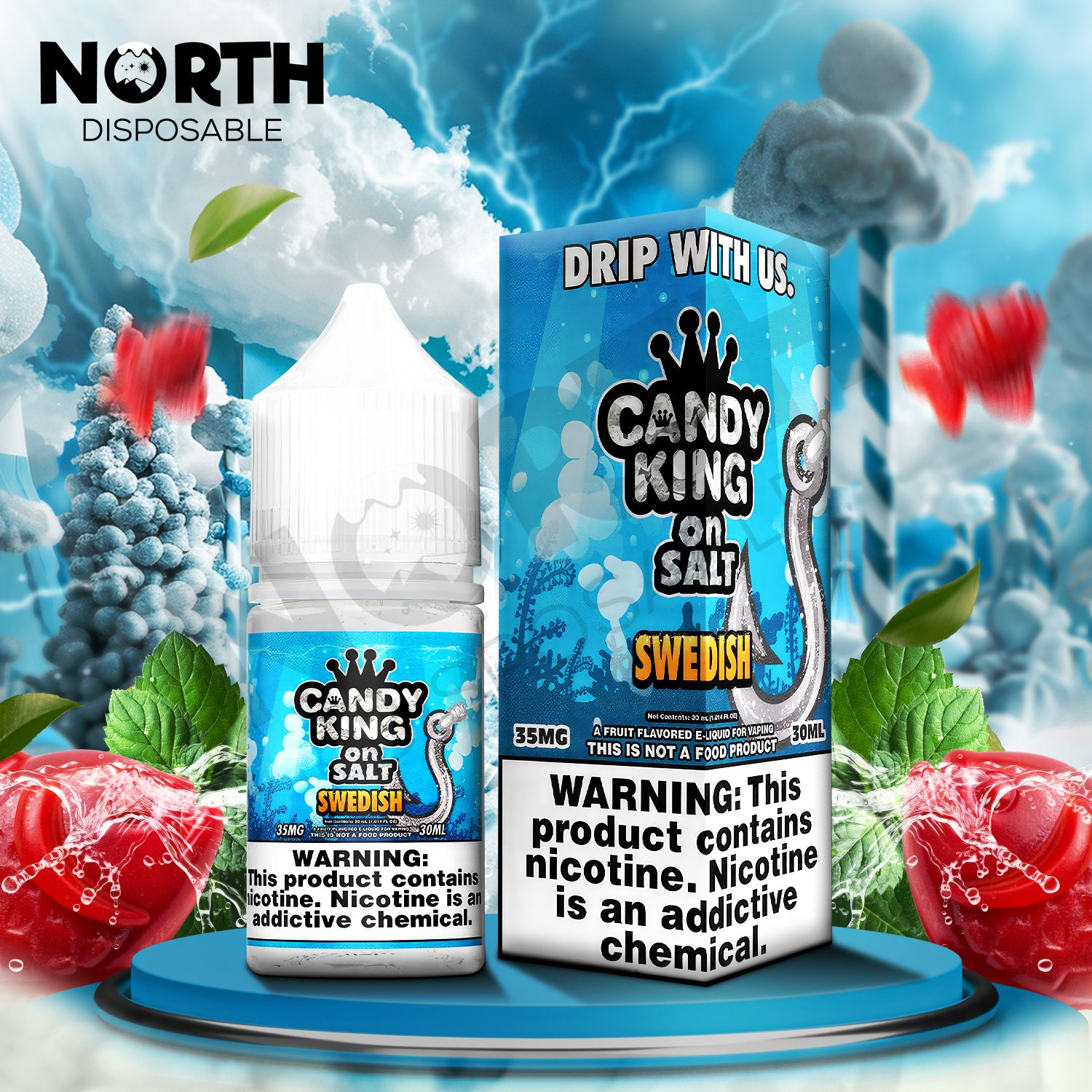 Candy King On Salt Nicotine Salt E-Liquid 30ML - Swedish 