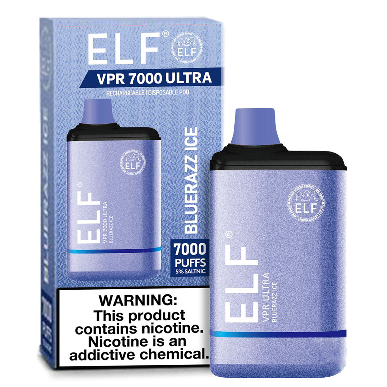 ELF VPR ULTRA 7000 PUFFS DISPOSABLE 7K 5% - Bluerazz ice